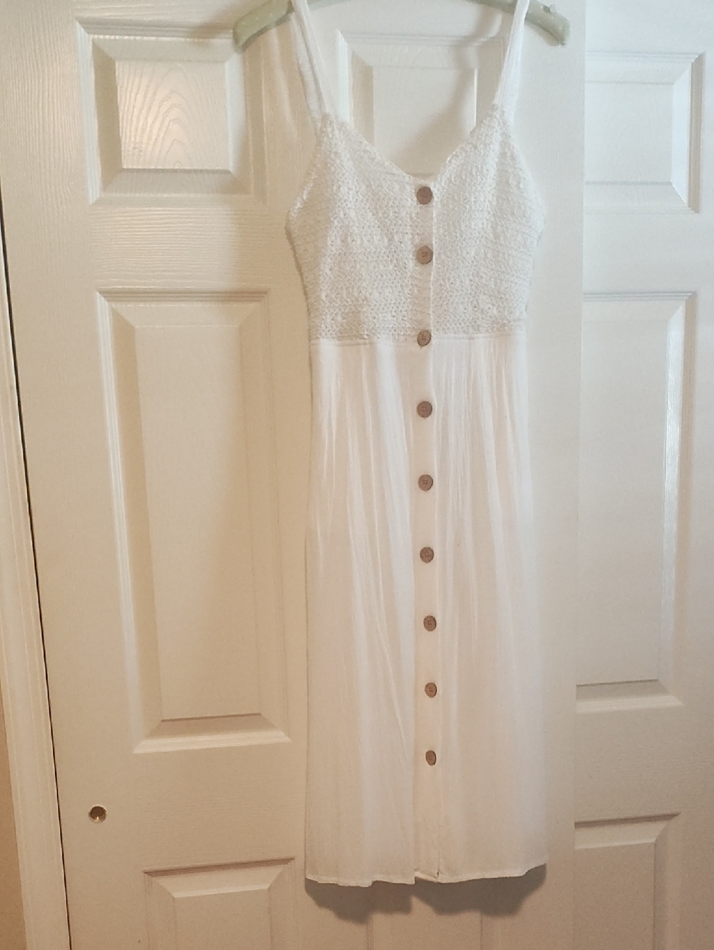 Jessica Simpson White Crochet Top Button-Front Midi Dress